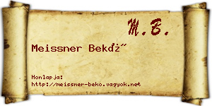 Meissner Bekő névjegykártya